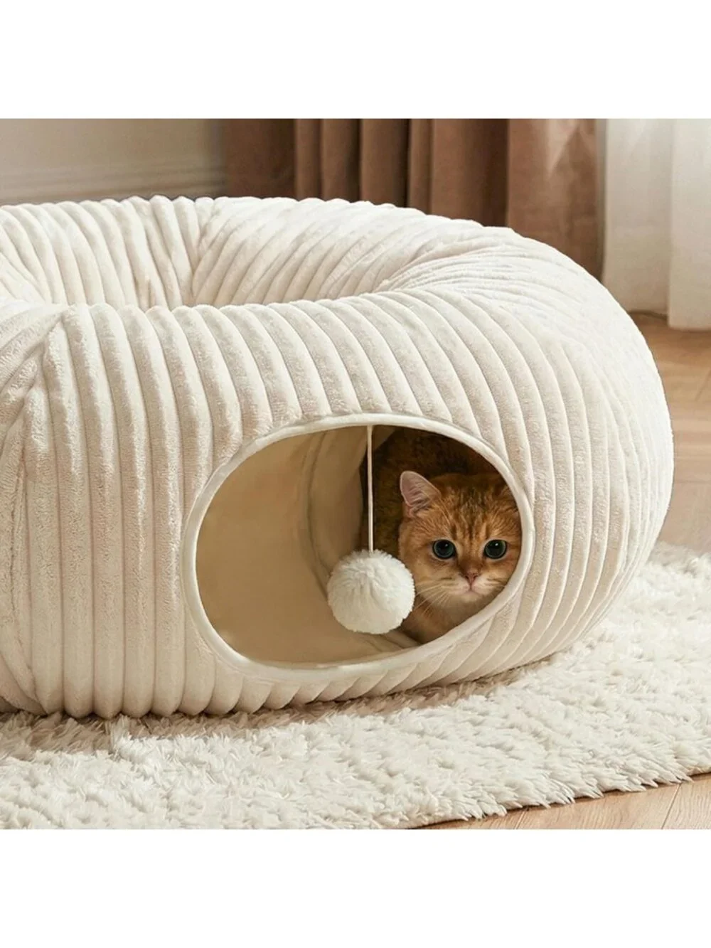 Cozy Cat Tunnel Bed with 40 Interactive Toys | Collapsible Play Tube for Kittens
